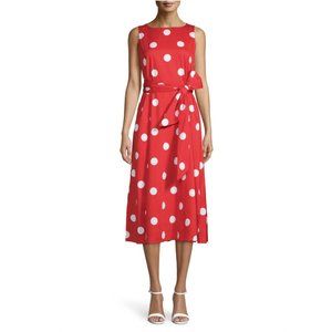 Anne Klein $139 Polka Dot Bateau Midi Dress